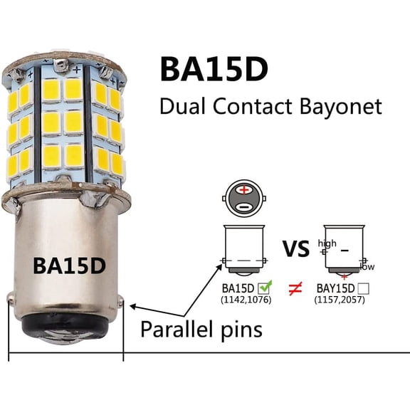IYFFDFE-Ba15d 1142 1076 LED Bulb 4W 56-2835SMD Super Bright AC/DC12V-24V for Boat RV Trailer Camper Motorhome Turn Signal Interior Lights Warm White 3000K Pack of 6