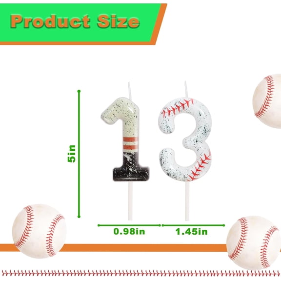 IYFFDFE-Baseball Birthday Candle - Number 13 Candle for Baseball Cake Topper, Sports Theme Birthday Party Decorations for Boys Girls