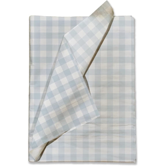 IYFFDFE-Blue Gingham Printed Tissue Paper for Gift Bags or Boxes and Wrapping - Checkered Bulk Decorative Art Tissue Paper for Packaging and Gifting | 24 Sheets 20" x 30"