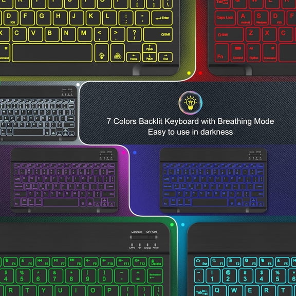 IYFFDFE-Bluetooth Keyboard, Wireless Rechargeable Keyboard for Android Tablet Cell Phone Smartphone iPad Pro Air Mini iPhone Windows Surface, Black