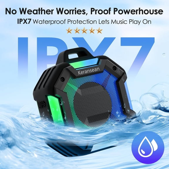 IYFFDFE-Bluetooth Shower Speaker, Portable Bluetooth Speakers IPX7 Waterproof Shower Speaker Wireless, Outdoor Speaker with Lights, TWS Stereo Pairing for Paddle Board/Beach/Pool/stocking stuffers, B