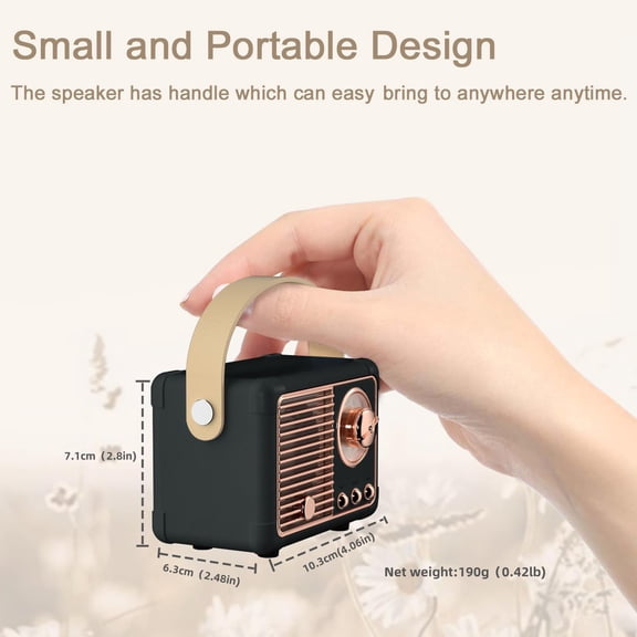 IYFFDFE-Bluetooth Speaker Retro Wireless Speaker Vintage Decor Room Decor Portable Outdoor Support USB/TF Card/AUX for Home Party Camping Birthday Gifts for Men,Teenage Boys,Him,Dad,Boyfriends(Black)