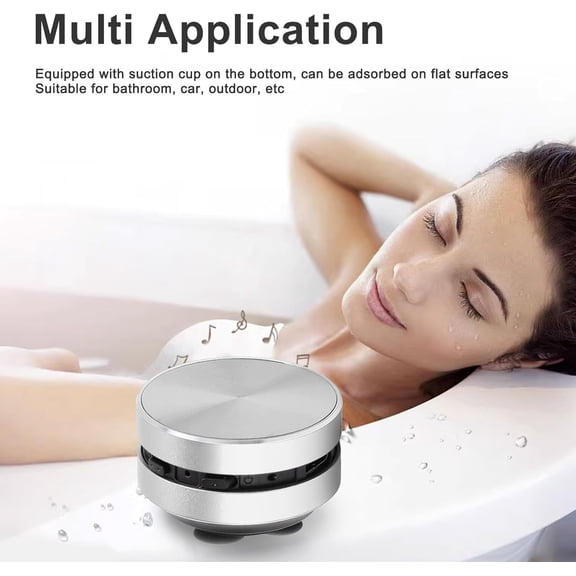 IYFFDFE-Bone Conduction Speakers Ultra Mini, Turn Anythin into A Speaker, Stereo Bass Portable Small Cordless Speaker with Suction Cup for Home Outdoor Travel (Silver)