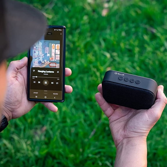 IYFFDFE-Callisto Portable Bluetooth Speaker, Ultra Compact Fabric Design, FM Portable Radio Speaker, Hands-Free, USB, MicroSD/TF, MicroUSB Aux Port (Black)