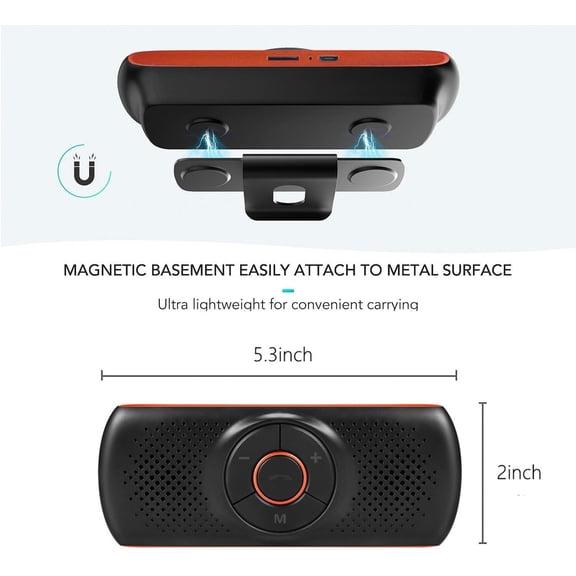 IYFFDFE-Car Speaker with Bluetooth 5.0 in Car Speakerphone with Visor Clip,Wireless Car Kit for Handsfree Talking,Supports Siri & Google Assistant,3W Speakers with TF Card Playback,Portable Bluetooth
