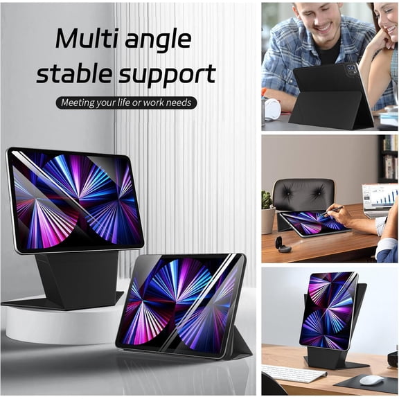 IYFFDFE-Case Compatible with iPad Pro 11 in(2nd/3rd/4th Generation) Removable Magnetic Smart Cover with Adjustable Portrait/Landscape Stand/Heightening Design View, 4 Standing Angles-Black