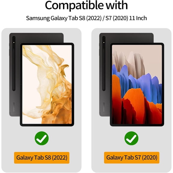 IYFFDFE-Case for Samsung Galaxy Tab S8/S7 (2022/2020, 11 Inch) with S Pen Holder, Tri-Fold Folio Stand Protective Cover, Soft TPU Back Shell, Support S Pen Charging & Auto Sleep/Wake, Black