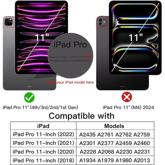 IYFFDFE-Case for iPad Pro 11-Inch, 2022/2021/2020/2018 Model (4th/3rd/2nd/1st Generation), Compatible with Pencil, Cover Auto Wake/Sleep (Black)