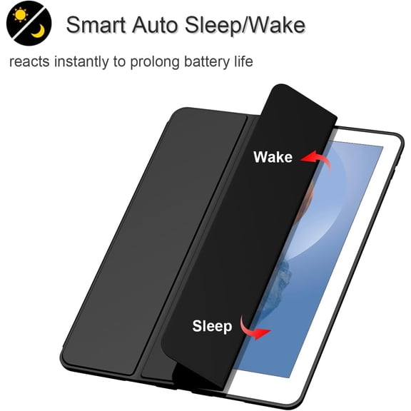 IYFFDFE-Case for iPad 10.2 2021/2020/2019, Smart Lightweight Trifold Stand Cover, Auto Sleep/Wake Soft TPU Pencil Holder Case for iPad 10.2 inch 9th/8th/7th Generation - Black