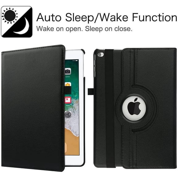 IYFFDFE-Case for iPad 9.7 5th/ 6th Gen (2017/2018)/ iPad Air 2/ Air 1-360 Degree Rotating Multi Angle Viewing Folio Stand Cases with Auto Sleep/Wake (Black)