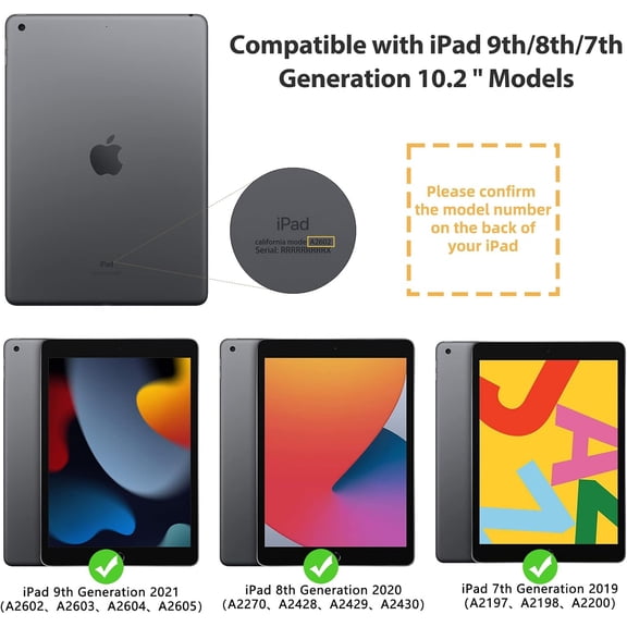 IYFFDFE-Case for iPad 9th / 8th / 7th Generation (2021/2020 / 2019) 10.2 Inch - TPU Shockproof Frame and Folio Leather Cover [Pencil Holder, Auto Sleep/Wake] Black Leopard