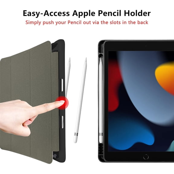 IYFFDFE-Case for iPad 9th / 8th / 7th Generation (2021/2020 / 2019) 10.2 Inch - TPU Shockproof Frame and Protective Leather Cover [Pencil Holder, Auto Sleep/Wake] Black Grey Leopard