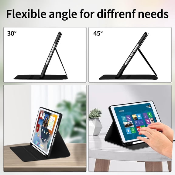 IYFFDFE-Case for iPad 9th Generation(2021)/ 2020 iPad 8th Generation/ 2019 iPad 7th Generation, [Corner Protection] Multi-Angle Viewing Stand 10.2 Inch iPad Case Covers with Auto Sleep Wake (Black)
