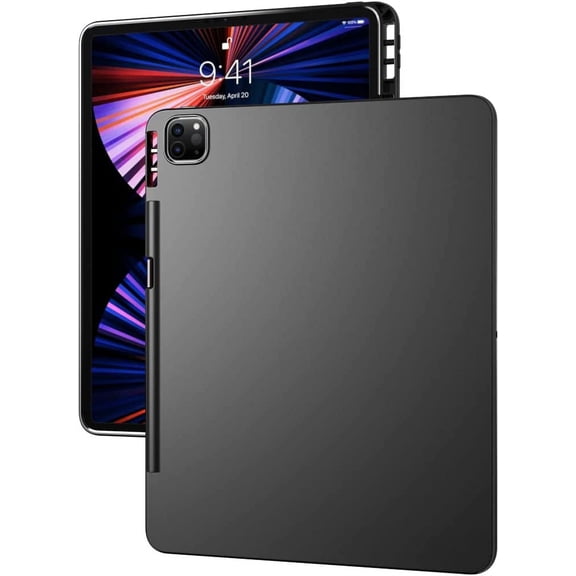 IYFFDFE-Case for iPad Pro 12.9 inch 2021&2022, Slim Design Matte TPU Rubber Soft Skin Silicone Protective Cover for iPad Pro 12.9" Gen 5th&6th Tablet - Black