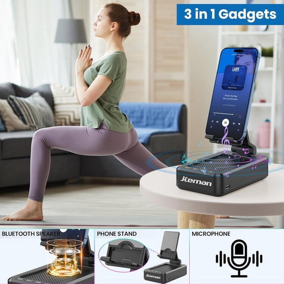 IYFFDFE-Cell Phone Stand with Wireless Bluetooth Speaker and Anti-Slip Base HD Surround Sound Perfect for Home and Outdoors with Bluetooth Speaker for Desk Compatible with iPhone/ipad/Samsung Galaxy