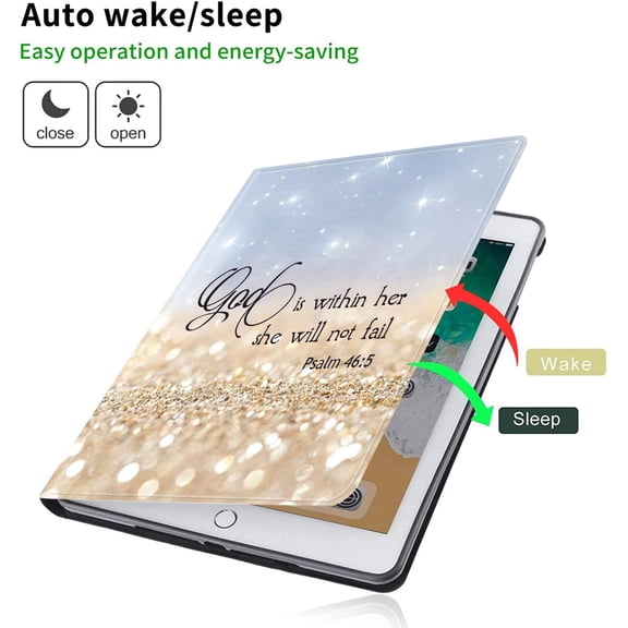 IYFFDFE-Compatible for iPad 9th 8th 7th Generation Case 10.2 inch,Adjustable Stand with Auto Wake/Sleep Protect Case,Psalm 465 God is Within Her,She Will not Fall