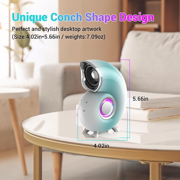 IYFFDFE-Conch Shape Portable Bluetooth Speaker WirelessStylish and unique Touchscreen Control Bluetooth stereo,10 RGB LED Modes AUX&USB Input for Home/Offices/Bathroom/Party/Outdoor/Beach, Gift Ideal