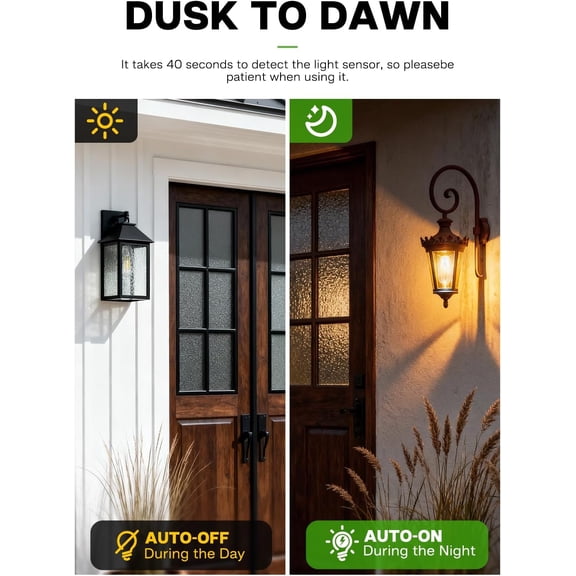 IYFFDFE-Dusk to Dawn Light Bulbs, 6W Equivalent 60W, Soft White 2700K, E26 Base, Light Sensing, ST58 Vintage Style, 600LM, Outdoor Edison Bulbs, Automatic Light Bulbs for Porch Patio Garage, 2 Pack