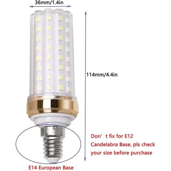 IYFFDFE-E14 20W LED Candelabra Light Bulb (4 Pack)- 2835 SMD 88 LEDs 150 Watt Equivalent Daylight White 6000K LED Corn Light Bulbs E14 Base Lamp 1500LM for Home Lighting, AC85-265V