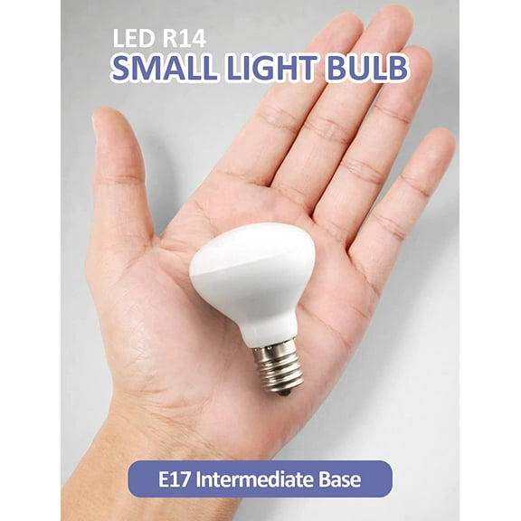 IYFFDFE-E17 R14 LED Bulb Dimmable 4W(40W Equivalent) Small Light Bulb, E17 Intermediate Base, 300 Lumens, Curio Cabinet Light Bulb, Daylight White 5000K, Pack of 2