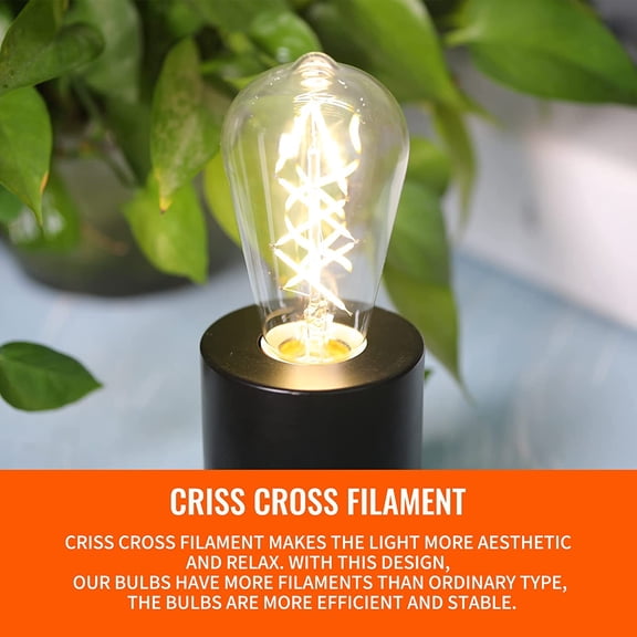 IYFFDFE-Fishbone Filament LED Edison Bulbs, 60 Watt Equivalent ST64 E26 Dimmable Vintage Light Bulbs, 600Lumen 4000K Daylight White Spiral Old Fashioned Light Bulbs for Dining Room and Island Kitchen