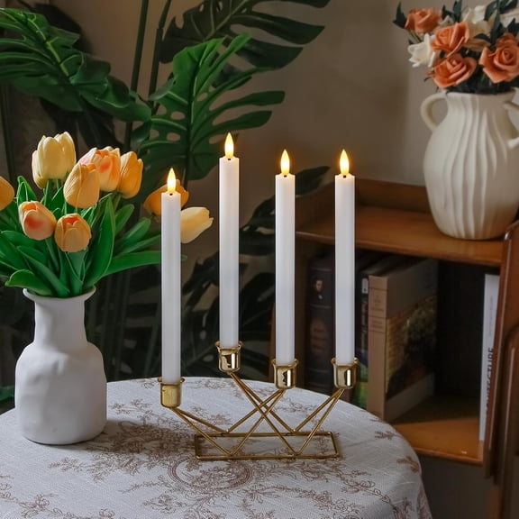 IYFFDFE-Flameless Flickering 0.78" x10" Taper White Plastic Candles with Remote, LED Battery Operated Timer Window Tall Long Lasting Realistic Pack of 8, Warm Light