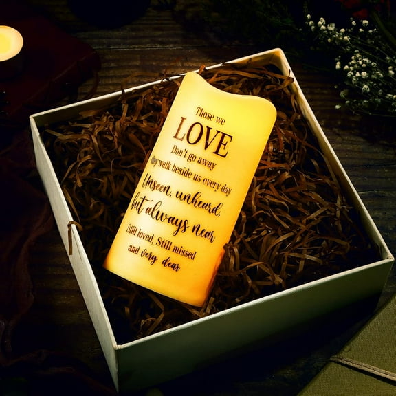 IYFFDFE-Flameless Memorial Candle Real Wax LED Candle with Remote Bereavement Sympathy Gifts for Loss of Loved One Mother, Father Remembrance Gift(Love)