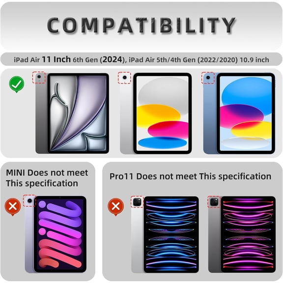 IYFFDFE-Folio Case for iPad Air 11 inch M2/M3 (2024/2025), iPad Air 5th/4th Generation (2022/2020) 10.9 Inch with Detachable Clear Back Shell,Support 2nd Gen Pencil Charging, Auto Sleep/Wake (Black)