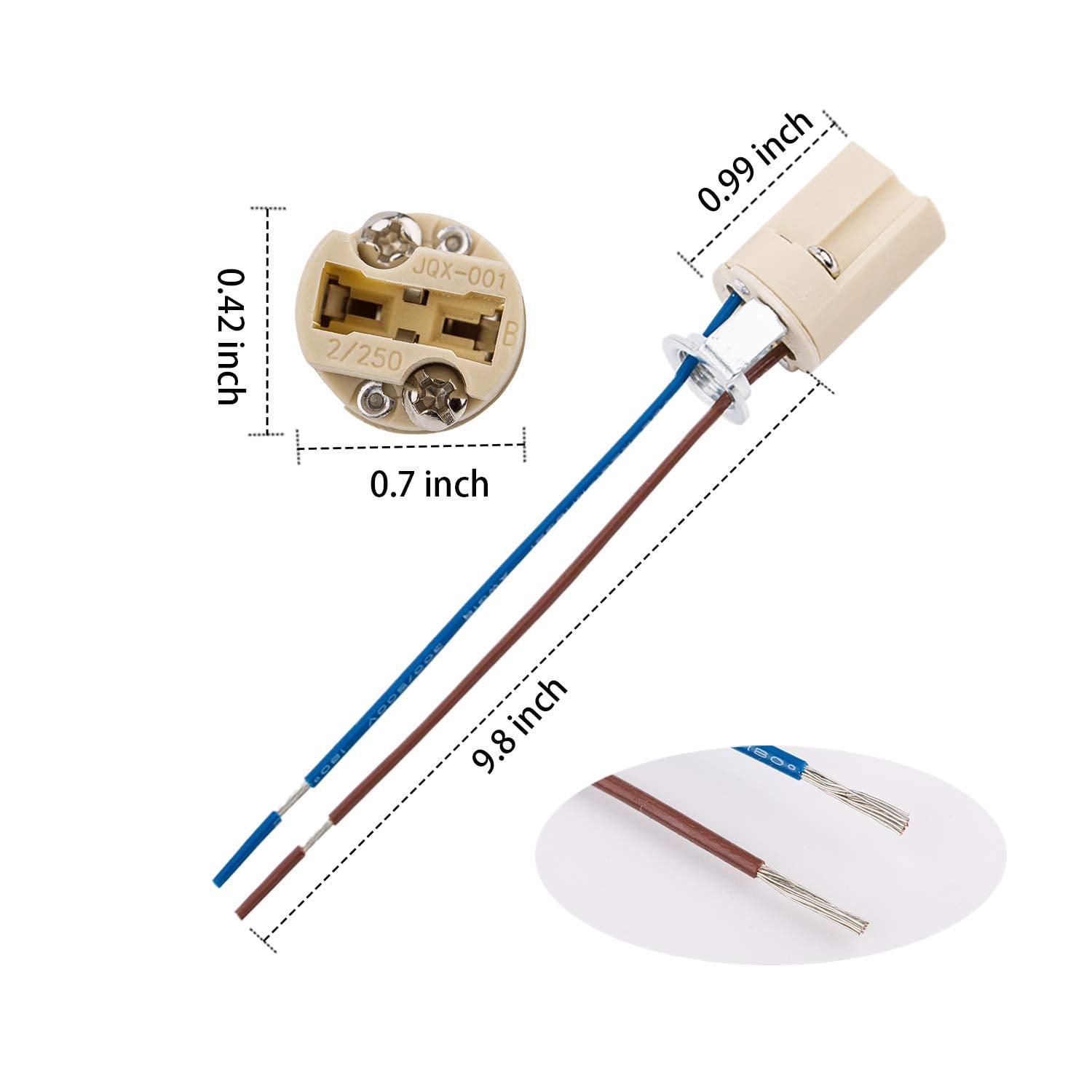G9 Base Ceramic Lamp Holder With Wire – 12V-250V, 2A, High-Temp Resistant – 2-Pack For LED/CFL/Halogen!