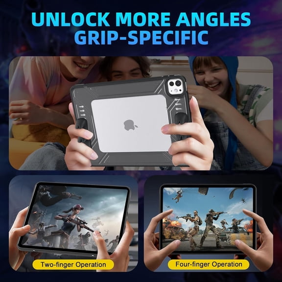 IYFFDFE-Gaming Case for iPad Pro 11- inch 5th Gen 2024 M4 / 6th Gen 2025 M5 - Deal for PUBG/COD, Detachable Grip, Multi - Angle(35/75) Folio with Pencil Holder, Auto Sleep/Wake, Hollowed-Out Design