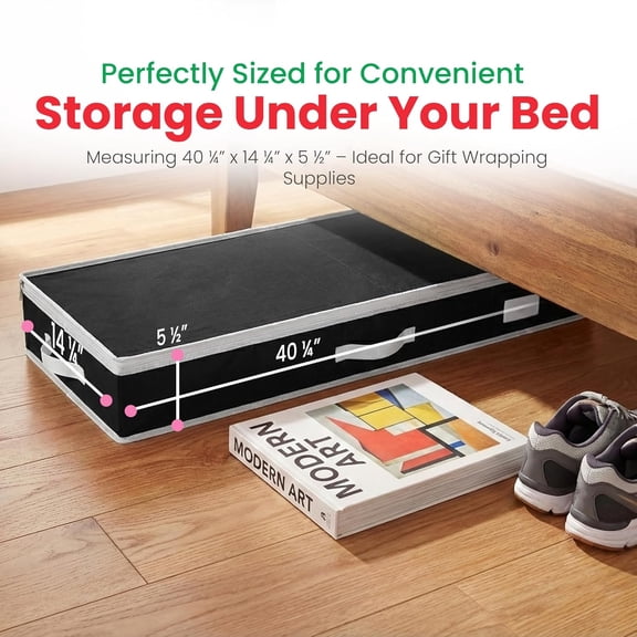 IYFFDFE-Gift Wrap Storage Organizer, Easily organize Wrapping Paper, Ribbons, Bows, Scissors, Fits 18-24 Standard Rolls, Keeps Gift Supplies in Perfect Condition & Ready for Next Season, (Black)