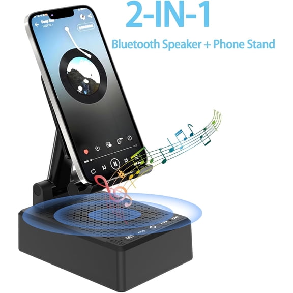 IYFFDFE-Gifts for Men Him Dad Women, Cell Phone Stand with Wireless Bluetooth Speaker and Anti-Slip Base HD Surround Sound Perfect for Kitchen with Bluetooth Speakers for Desk Compatible with iPhone