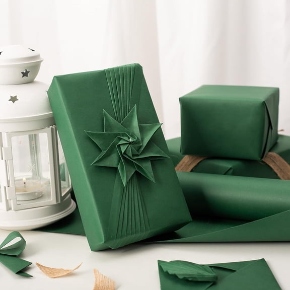 IYFFDFE-Green Kraft Paper Roll - 18 In X 100 Ft (149 sq.ft.) Recyclable Wrapping Paper for Gift Wrapping, Party Decor, Bouquet Material, Art Craft, Table Runner, Furniture and Floor Protection