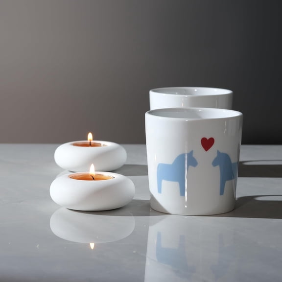 IYFFDFE-Handmade Decorative Pebble Tealight Candle Holder - Handcrafted Home Decor Accent for Calming Earthy Aesthetic White Cement Diameter 3 Inches Set of 2