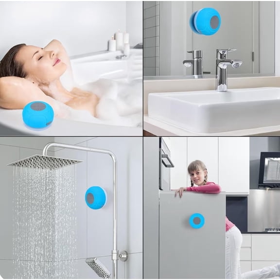 IYFFDFE-IPX4 Waterproof Bluetooth Shower Speaker, Portable Wireless Speaker with Suction Cup, Blue