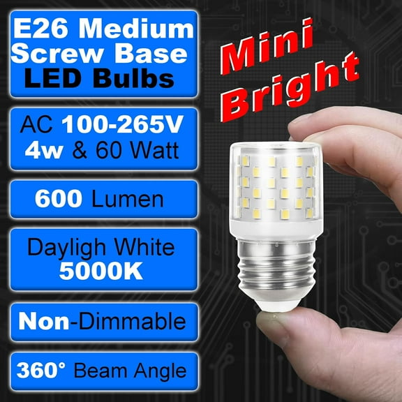 IYFFDFE-KEI D34L Refrigerator Bulb AC100-265V Replacement 3.5W LED Appliance Light Bulb 4W Equivalent 40W-60W E26 Medium Screw Base Daylight White 5000K for Frigid-aire Ken-More Fridge Freezer Bulb,