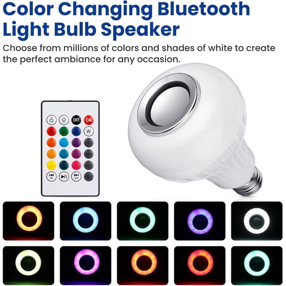 IYFFDFE-LED Light Bulb Bluetooth Speaker with Remote Control and APP, White+Color Changing - Works with E26 Base Fixture - Perfect Lamp for Home, Party, Bedroom, Indoor Floodlight Bulb