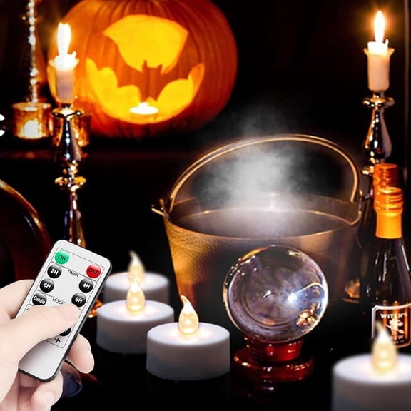 IYFFDFE-LED Tea Light Candles with Remote Control,Flickering Flameless Candle,Long Lasting 400+Hours,Battery Operated,with Timer for Home Decoration Seasonal &Festival Celebration WarmWhite (12pcs)