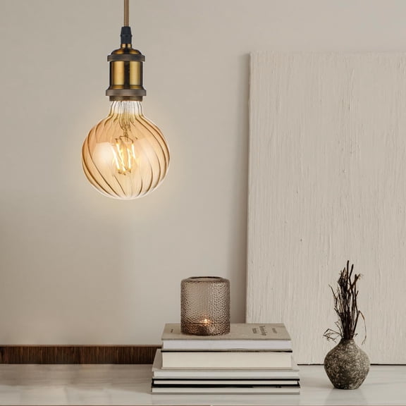 IYFFDFE-Large Decorative LED Light Bulbs, Vintage Edison Diagonals Shaped Light Bulb, G30(G95) Globe Bulb, Amber Glass 2700K Warm White, 4W Dimmable 400LM(40W eq.), E26 Base