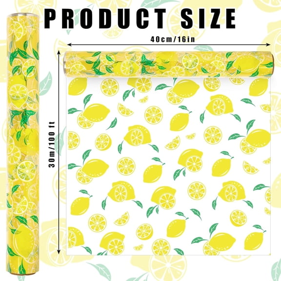 IYFFDFE-Lemon Cellophane Wrap Roll 100Ft x 16In 2.5Mil Yellow Fruit Cellophane Paper Summer Cello Wrapping Paper for Treat Basket Birthday Party Favor