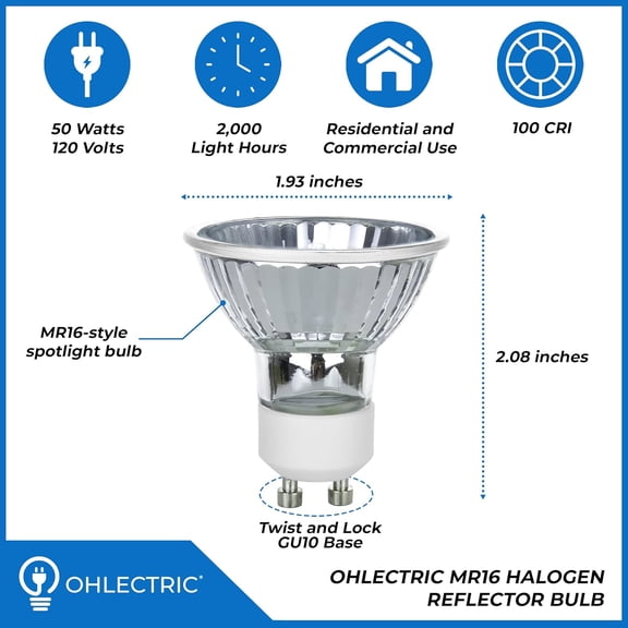 IYFFDFE-MR16 Halogen Reflector Bulb, GU10 Base (6-Pack) 35 Watt, 38 Flood, 120 Volt, 2000 Hour Life Span, Dimmable, Cover Guard, 3200, ANSI FMW, Ceiling Fixtures, Track Lighting