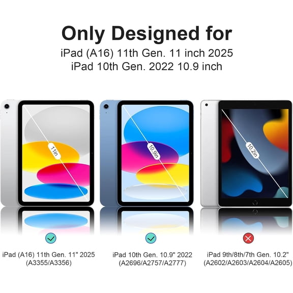 IYFFDFE-Magnetic Case for iPad (A16) 11th Generation 11 Inch 2025, Smart Folio for iPad 10th Generation 10.9 inch 2022, Trifold Stand Tablet Cover with Auto Sleep/Wake, Slim Lightweight Case, Black