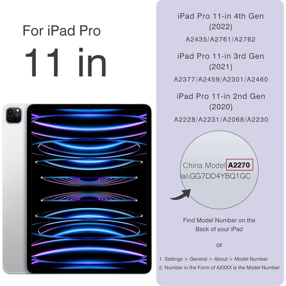 IYFFDFE-Magnetic Case for iPad Pro 11 Inch 4th /3rd /2nd Generation(2022/2021/2020),Slim Smart Folio for iPad Pro 11,Lightweight Trifold Stand Case, Auto Sleep/Wake, Support 2nd Gen Pencil Charging (