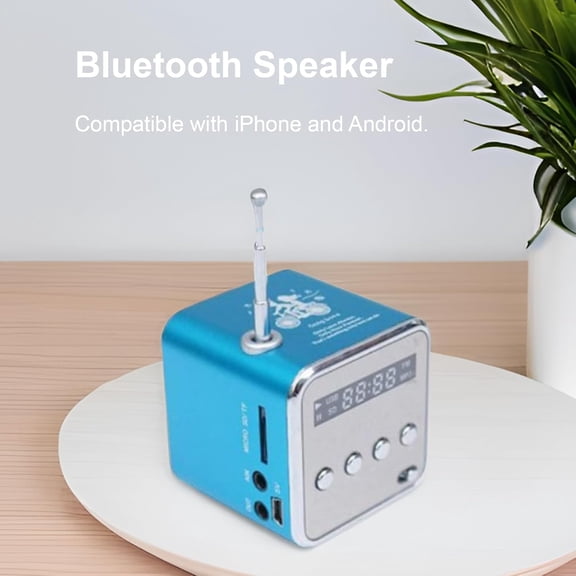 IYFFDFE-Mini Bluetooth Speaker, Wireless Music Player Portable FM Radio Speakers Digital Stereo PC Mp3 Player Support TF Card/U Disk/Micro SD to Player, 500mAh Battery, Blue