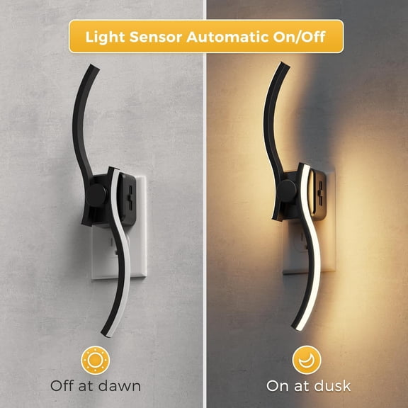 IYFFDFE-Night Light, 2 Pack Night Lights Plug into Wall, Modern Wall Sconces with Dusk to Dawn Sensor, Dimmable Wave Plug in Night Light, 3000K Soft White for Bedroom Living Room