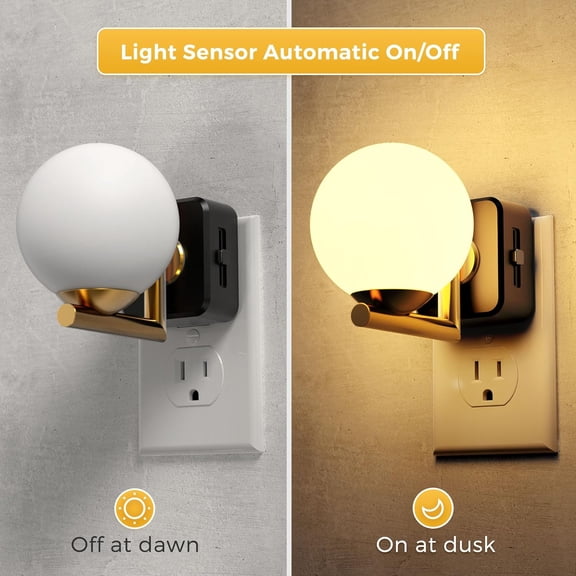 IYFFDFE-Night Lights Plug Into Wall, Dusk to Dawn Sensor, Soft White 3000K Nightlight, 0-100LM Adjustable Brightness, 180Rotating Plug in Night Light for Bathroom, Hallway, Bedroom, Stairway