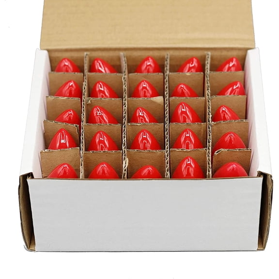 IYFFDFE-Pack of 25 C7 LED Red Replacement Light Bulbs, 0.7W Ceramic LED Vintage Light Bulbs for C7 Outdoor String Lights, Candle Lamps, Night Lights, E12 Candelabra Base