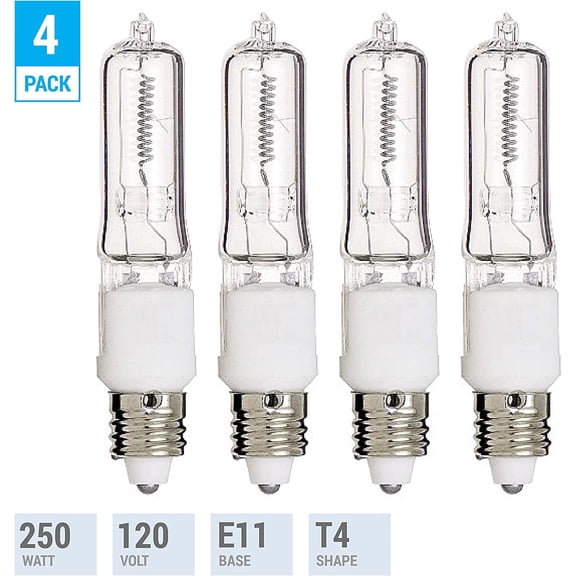 IYFFDFE-(Pack Of 4) Q250CL/MC - 250 Watt JD T4 E11 Mini Candelabra Base 120V Clear Light Bulbs