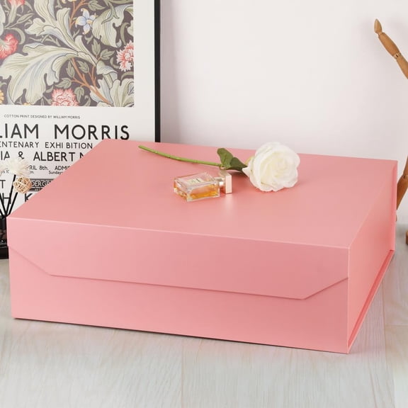 IYFFDFE-Pink Extra Large Gift Box with Lid 1 Pcs 19x16x6 Inches, Gift Box large Pink Gift Boxes for Presents Clothes Robe Wedding Dress Sweater,Reusable Foldable Bridesmaid Proposal BoxMatte