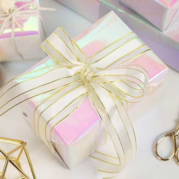 IYFFDFE-Pink Wrapping Paper Roll - 17Inch X 32.8Feet - Luxury Shiny Holographic Iridescent Girl Fairy Gift Wrap Present Paper for Birthday Wedding Bridal Shower Valentine's Day Mother's Day